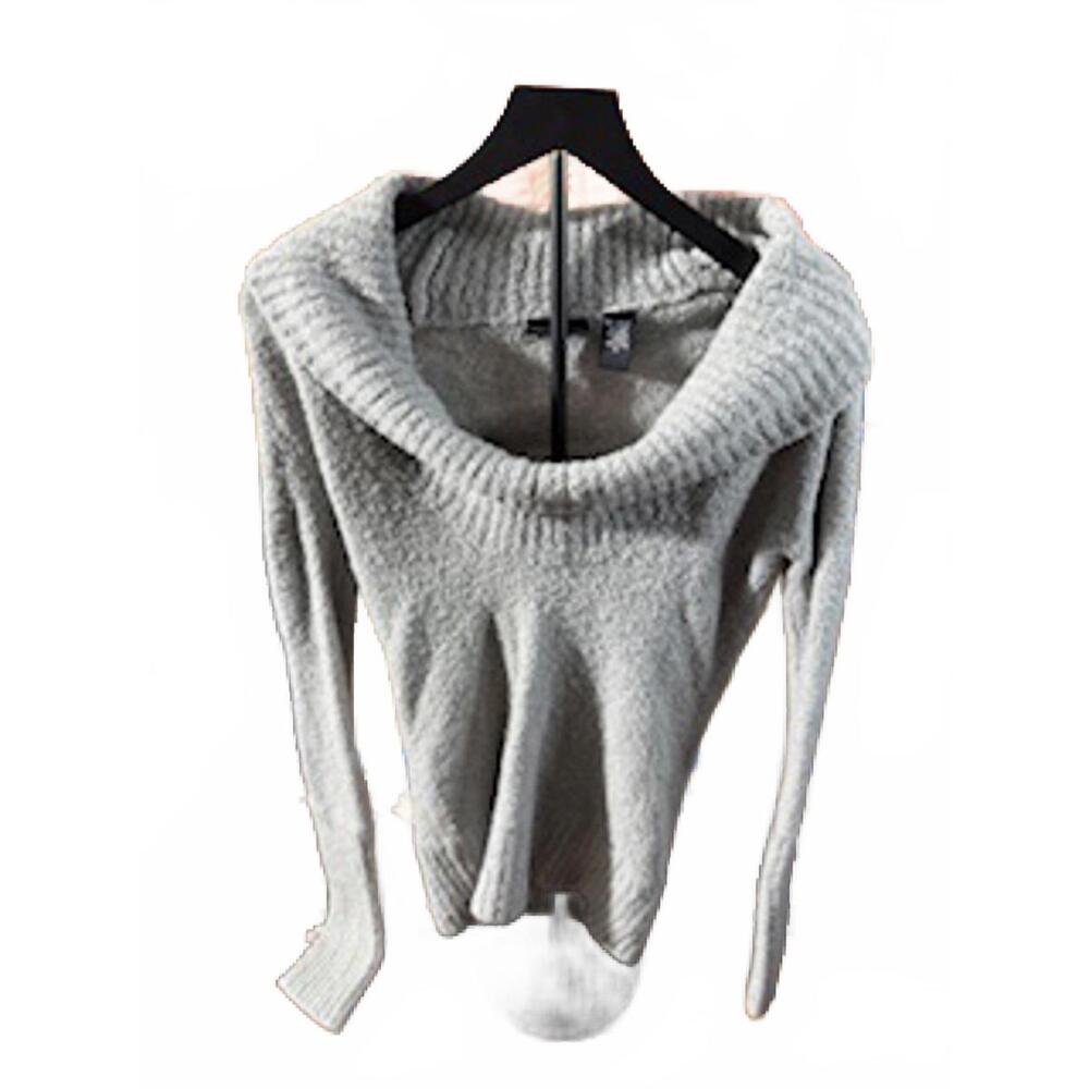 Moda International Cozy‎ Gray Women's Sweater with Wide Cowl Neck, Size M